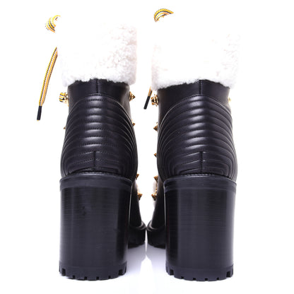 Christian Louboutin Calfskin Shearling Yetita 70 Hiker Booties 38 Black 3 of 10