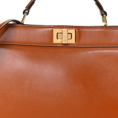 Fendi Vitello King Luxor Shiny Nappa Medium Peekaboo I SEE U East West Satchel Brandy Light Rose 8 of 12