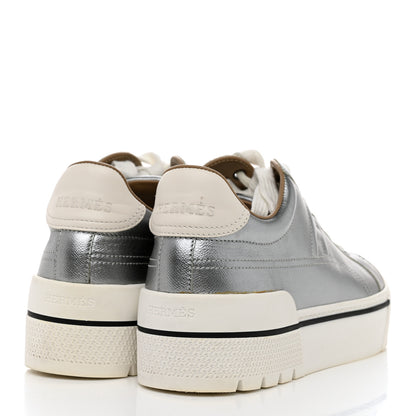 Hermes Metallic Madame Calfskin Womens Voltage Sneakers 37 Gris Argente 4 of 9