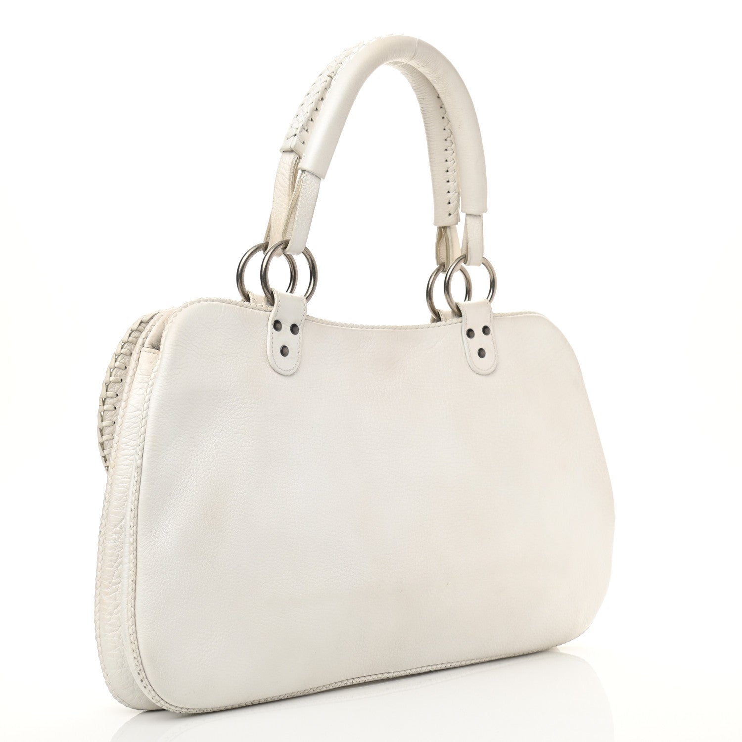 Christian Dior Calfskin Braided Gaucho Double Saddle Bag White 3 of 17