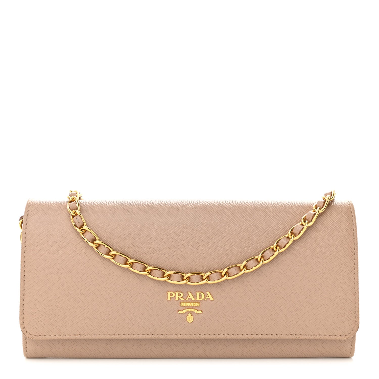 Prada Saffiano Metal Oro Chain Wallet Cammeo 1 of 11