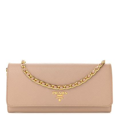 Prada Saffiano Metal Oro Chain Wallet Cammeo 1 of 11