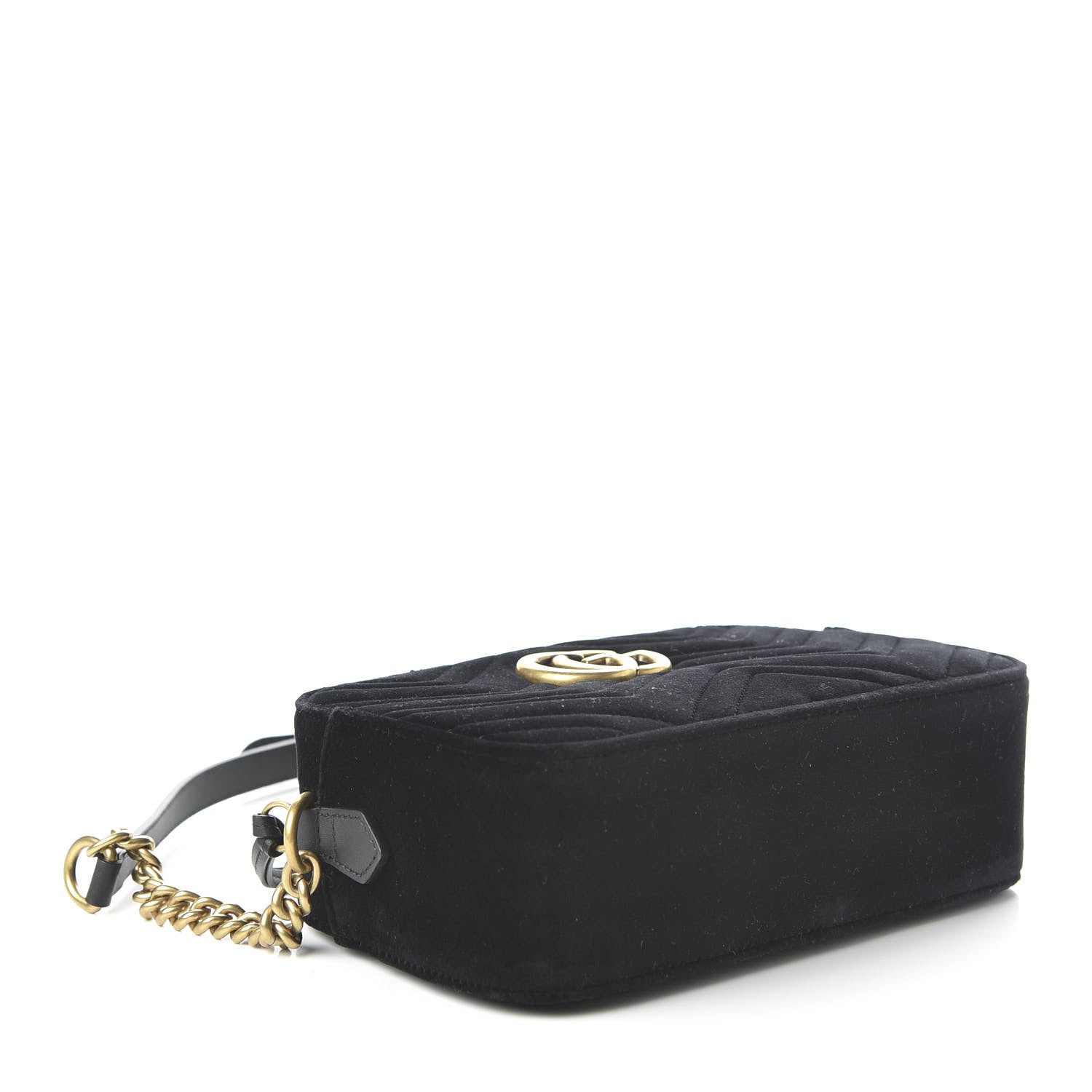 Gucci Velvet Matelasse Small GG Marmont Chain Shoulder Bag Black 4 of 10