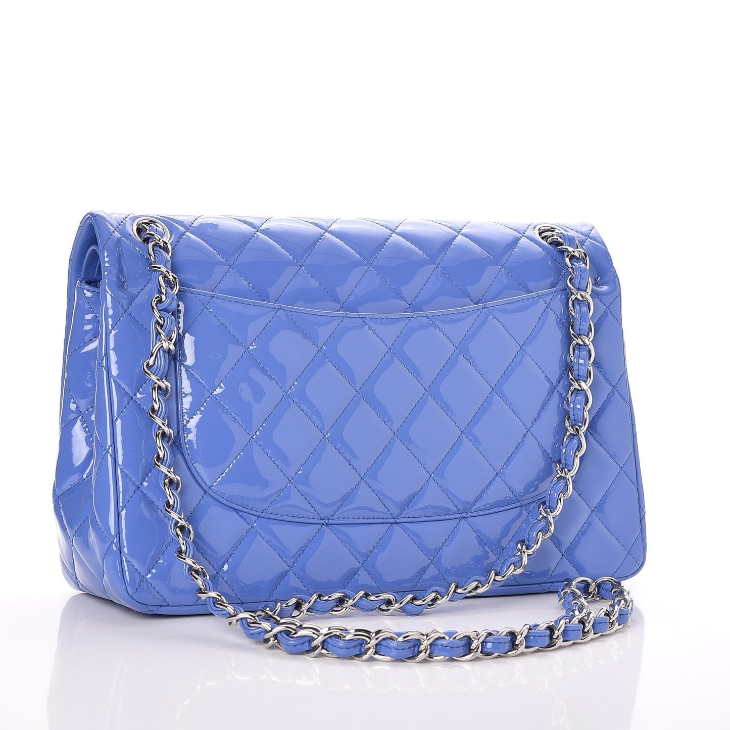 Patent Quilted Jumbo Double Flap Blue