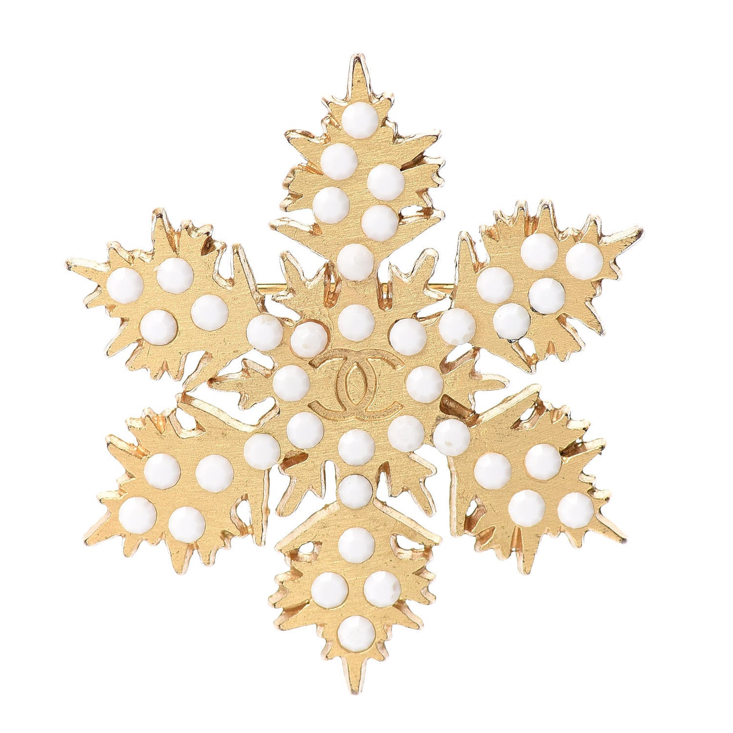 Snowflake CC Brooch Gold