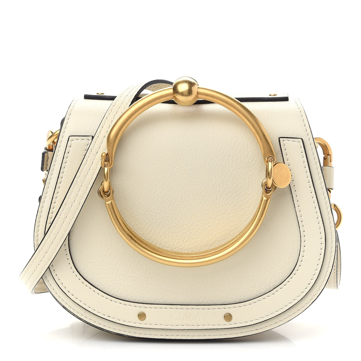 Chloe Calfskin Suede Small Nile Bracelet Bag Off White 1 of 8