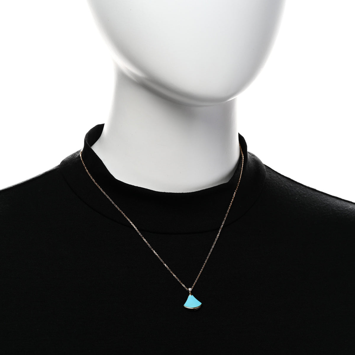 Bulgari 18K Rose Gold Diamond Turquoise Divas' Dream Pendant Necklace 2 of 6