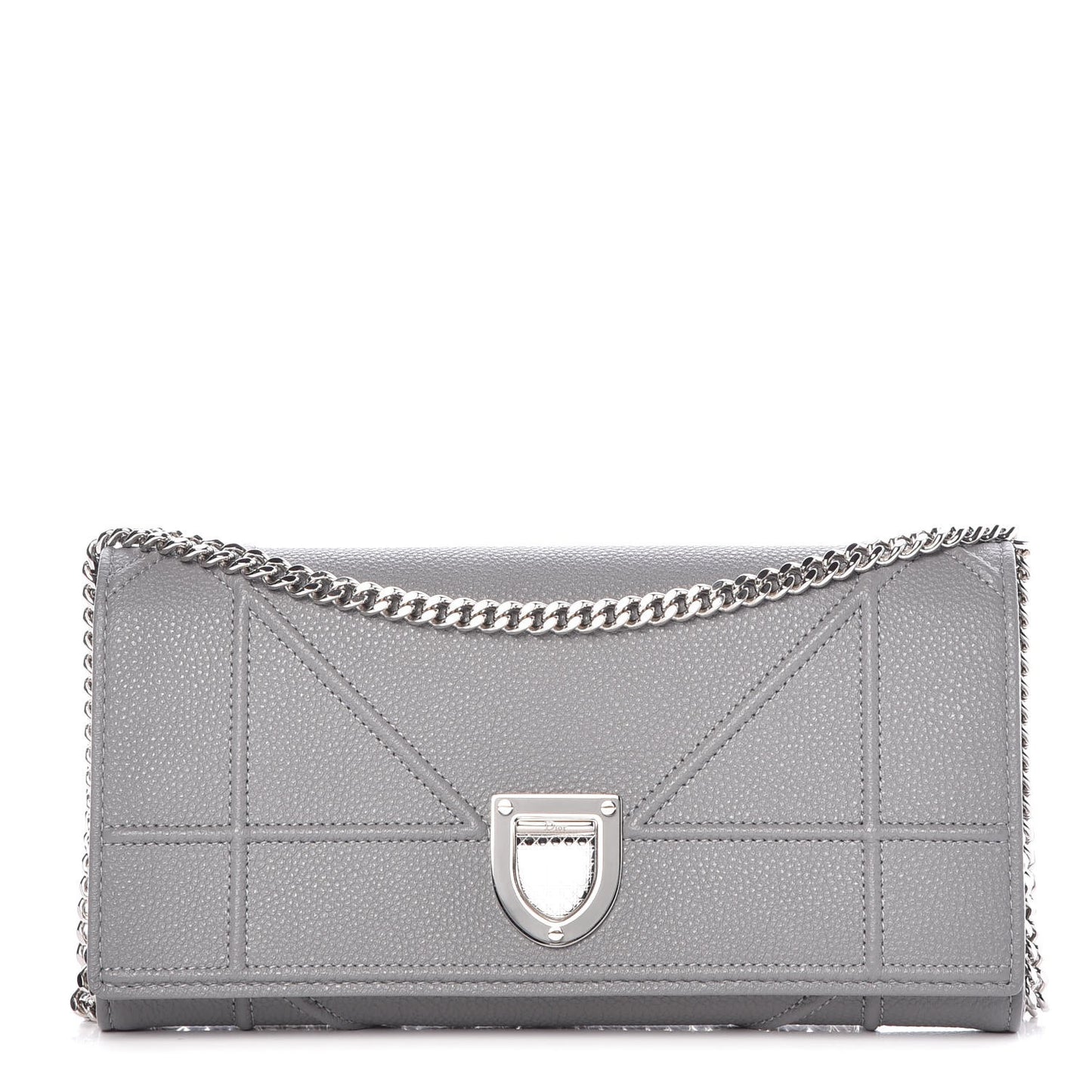 Grained Calfskin Diorama Croisiere Chain Wallet Gris