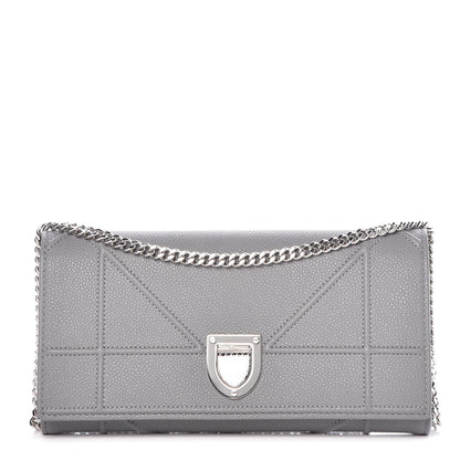 Christian Dior Grained Calfskin Diorama Croisiere Chain Wallet Gris 1 of 7