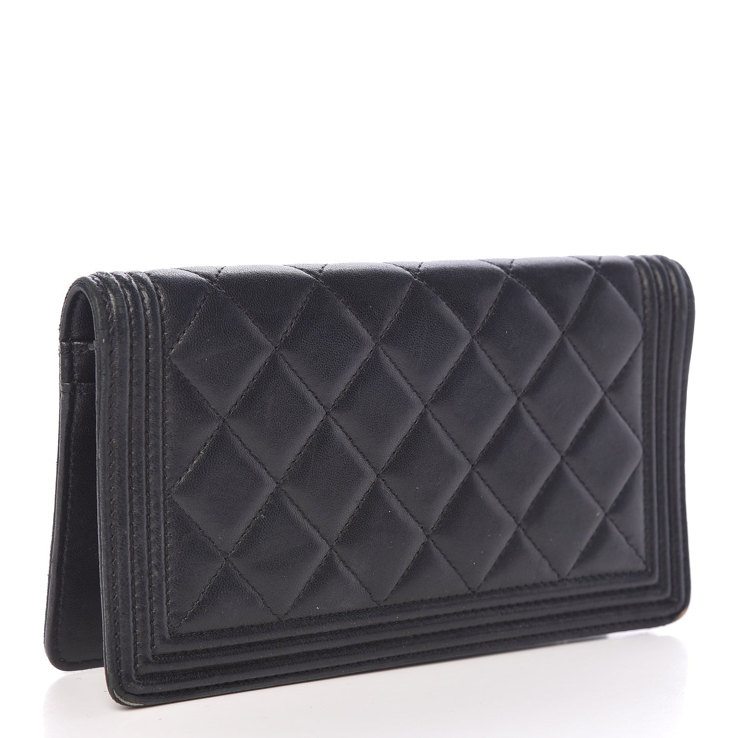 Lambskin Quilted Boy Yen Wallet Black