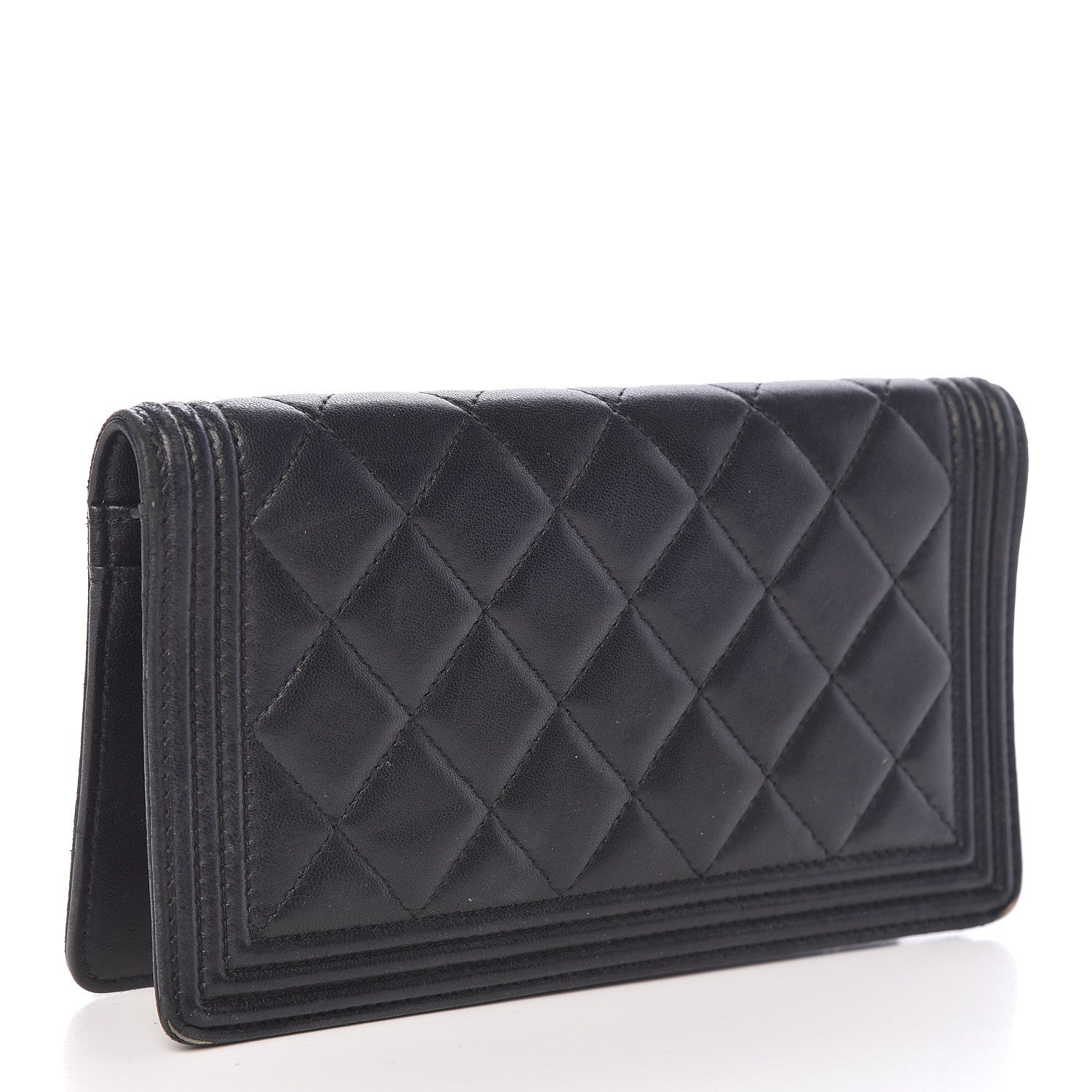Chanel Lambskin Quilted Boy Yen Wallet Black 3 of 13