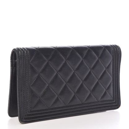 Chanel Lambskin Quilted Boy Yen Wallet Black 3 of 13