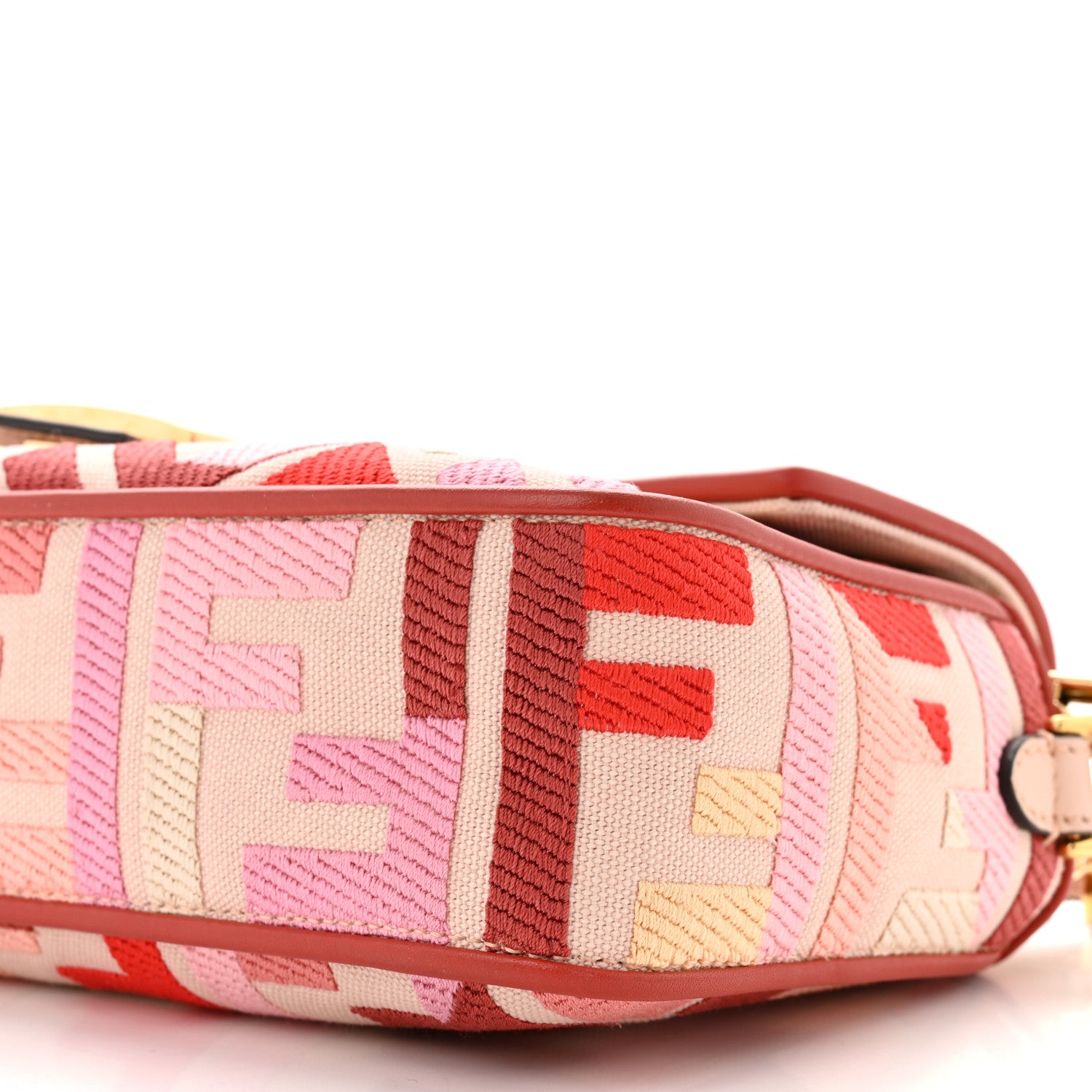 Fendi Canvas Vitello King FF Embroidered Baguette Rosa Quarzo Bloody Mary Multicolor 10 of 10