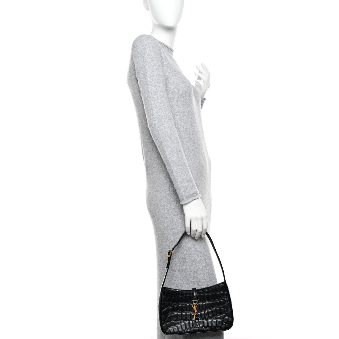Calfskin Crocodile Embossed LE 5 A 7 Hobo Black