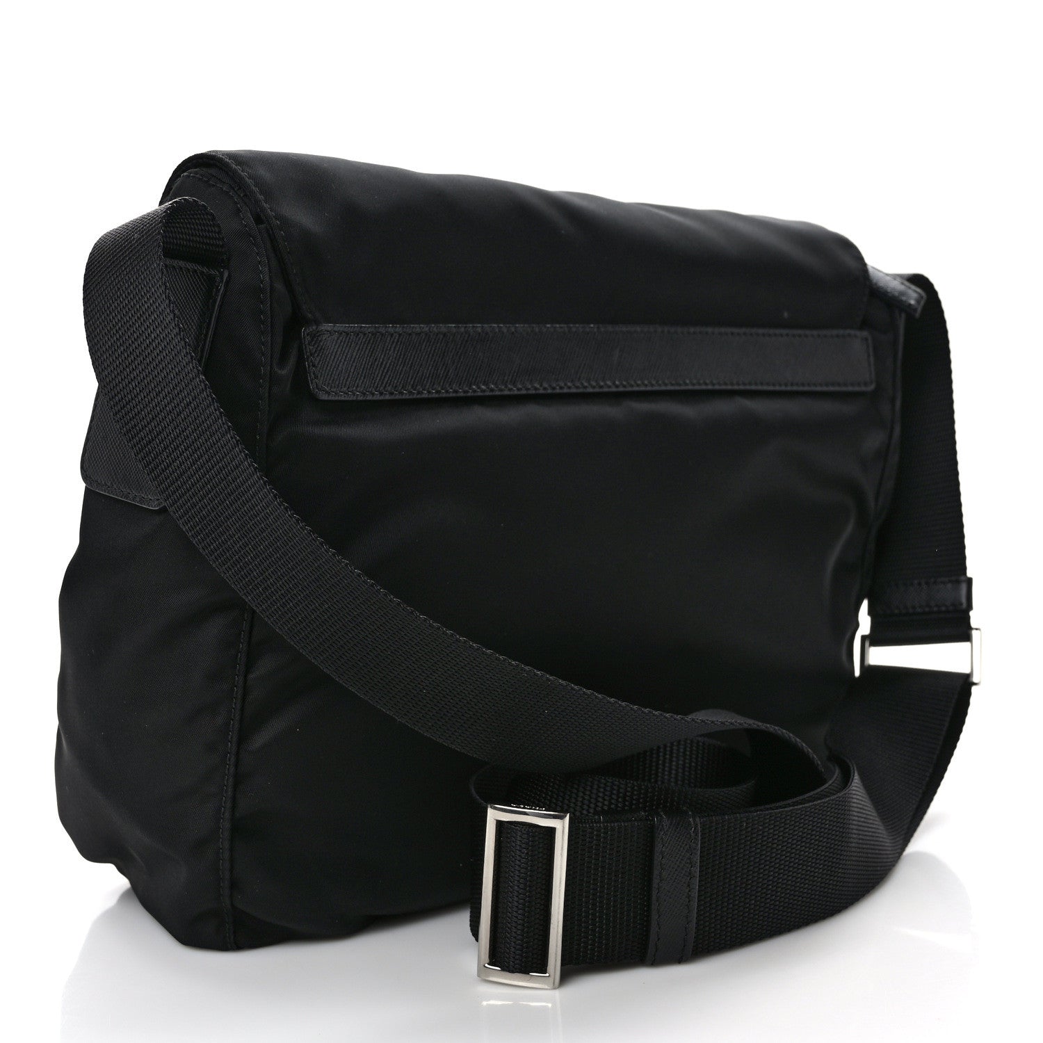 Prada Re-Nylon Vela Saffiano Pocket Single Buckle Messenger Shoulder Bag Black 3 of 10