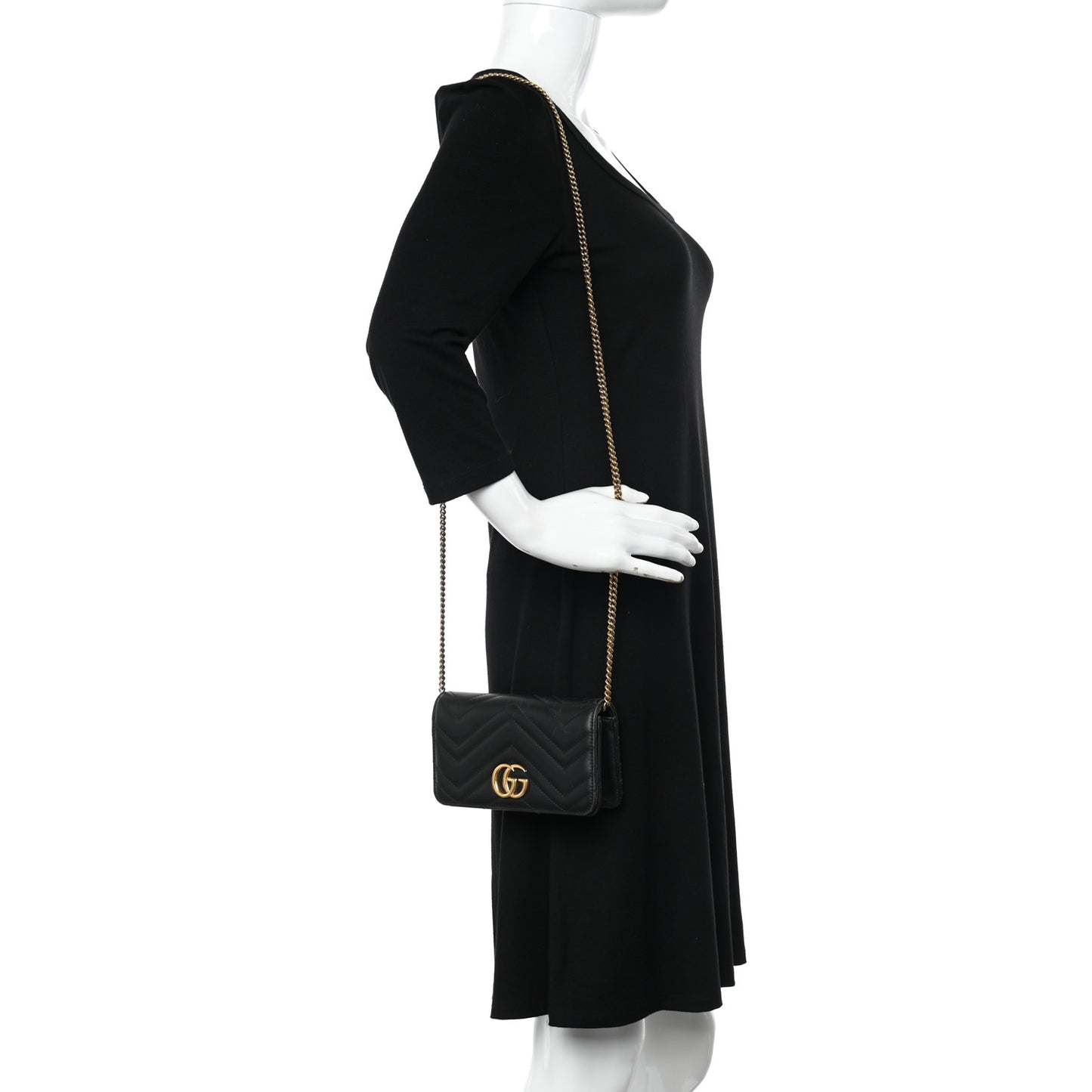 Calfskin Matelasse GG Marmont Mini Bag Black