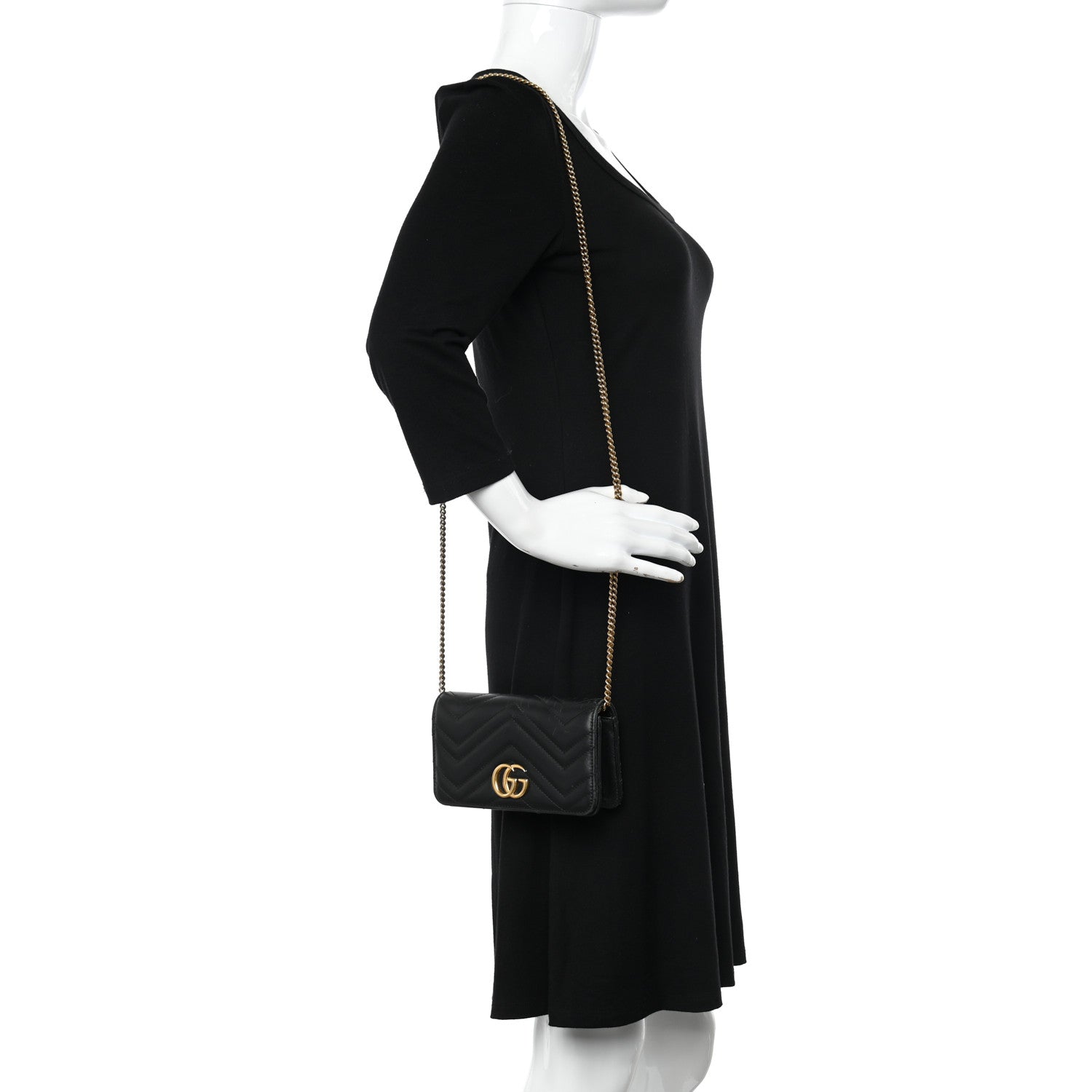 Gucci Calfskin Matelasse GG Marmont Mini Bag Black 2 of 15