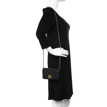 Gucci Calfskin Matelasse GG Marmont Mini Bag Black 2 of 15