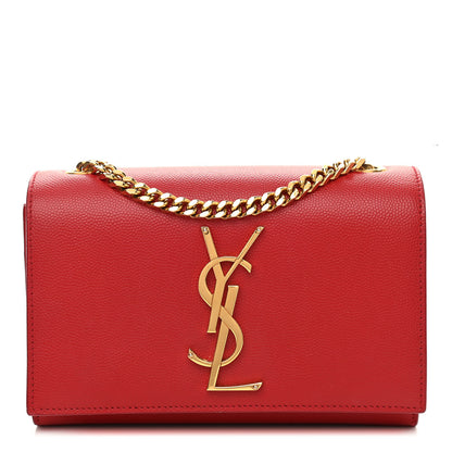 Saint Laurent Grain De Poudre Small Monogram Kate Satchel Red 1 of 11