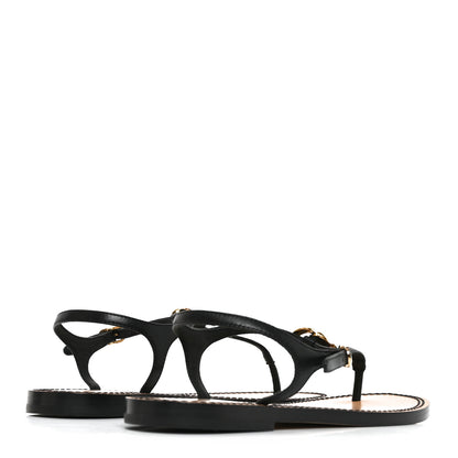 Chanel Lambskin CC Thong Sandals 35.5 Black Gold 5 of 9