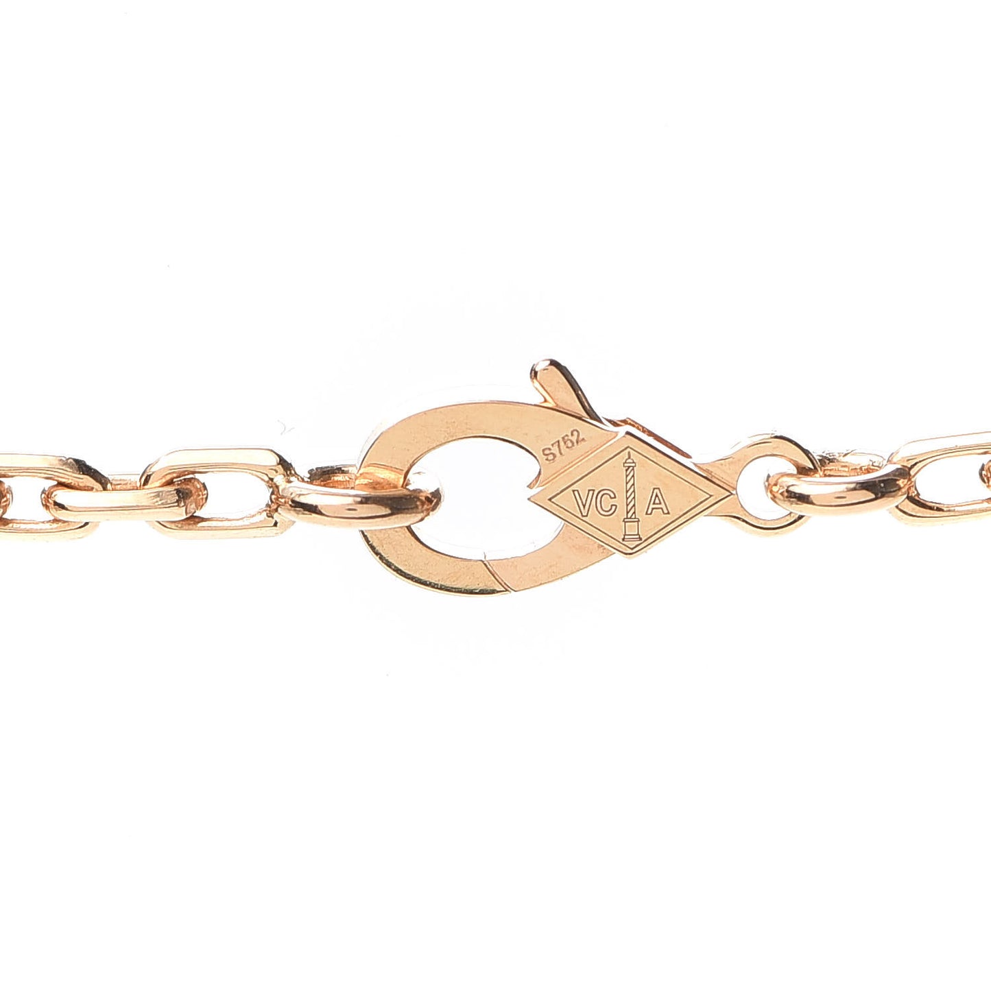 18K Rose Gold Grey Mother of Pearl 10 Motifs Vintage Alhambra Necklace