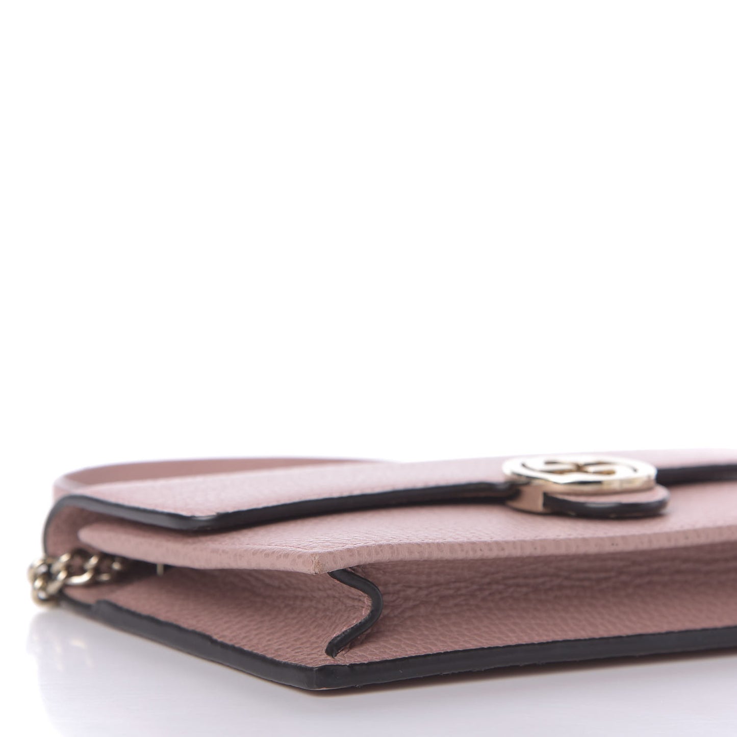 Dollar Calfskin Interlocking G Chain Wallet Soft Pink