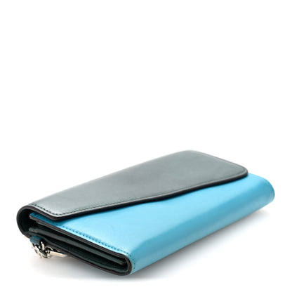 Christian Dior Smooth Calfskin Bicolor Diorissimo Long Wallet Turquoise Dark Green 4 of 11