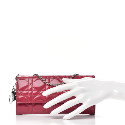 Christian Dior Patent Cannage Rendezvous Chain Wallet Pink 2 of 7
