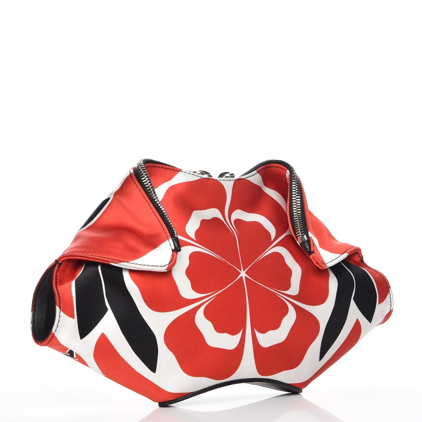 Silk Flower Collage De Manta Clutch Red Black White