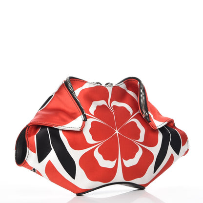 Alexander McQueen Silk Flower Collage De Manta Clutch Red Black White 3 of 7
