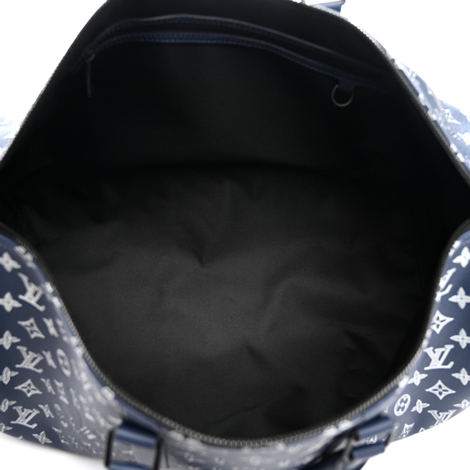 Louis Vuitton Calfskin Shadow Monogram Keepall Bandouliere 50 Ink Blue White 4 of 8