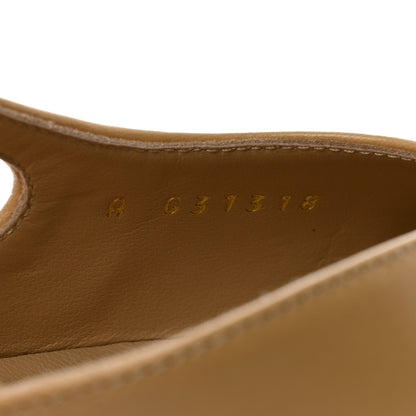 Chanel Lambskin Grosgrain Cap Toe CC Slingback Pumps 36.5 Beige Black 7 of 9