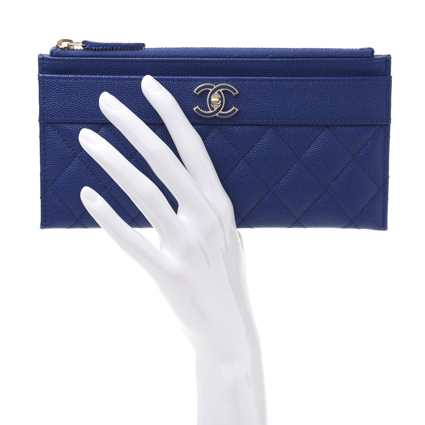 Caviar Quilted Mademoiselle Vintage Zip Pouch Blue