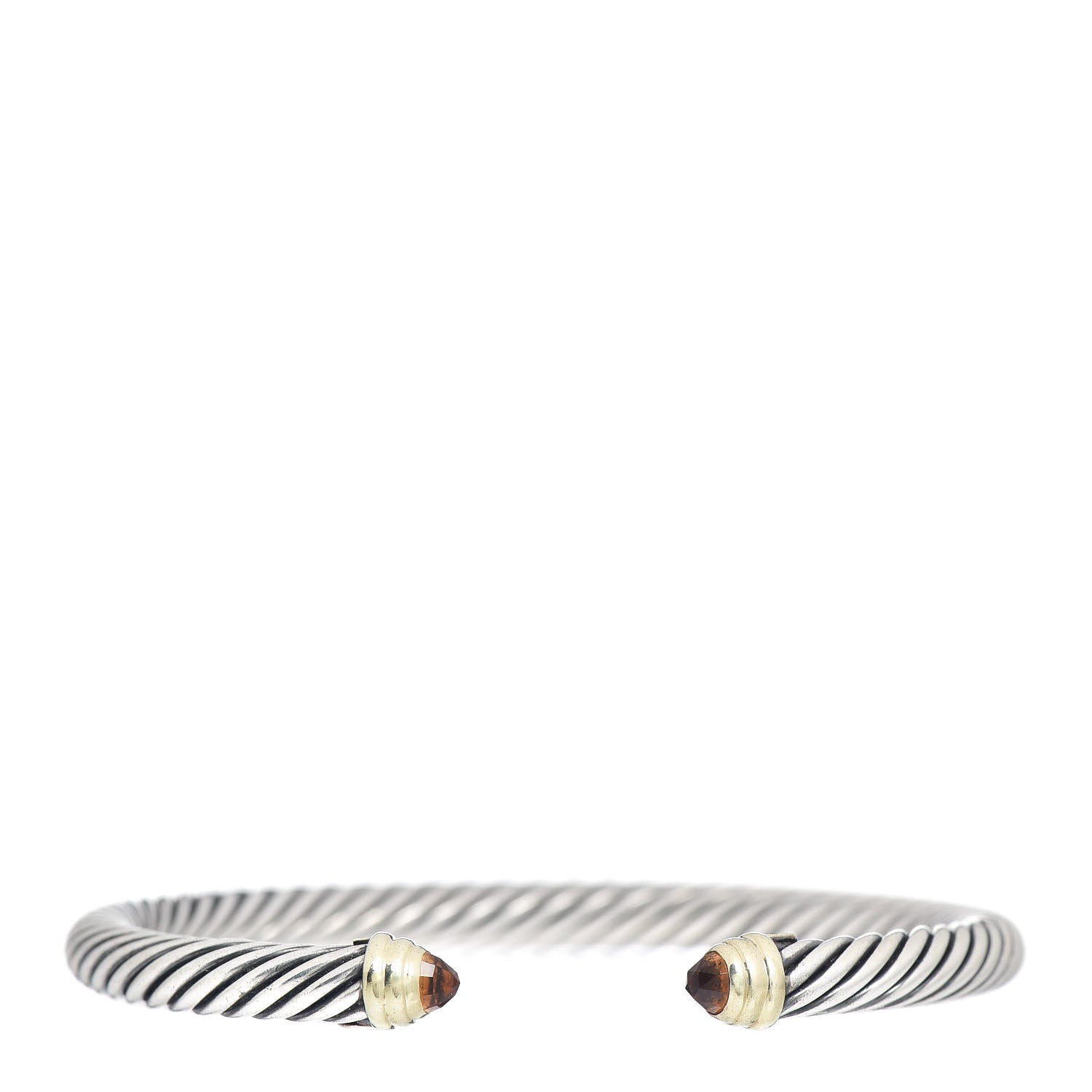 David Yurman Sterling Silver 18K Yellow Gold Citrine 4mm Cable Classics Bracelet 1 of 4