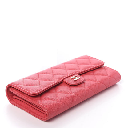 Chanel Caviar Quilted Long Flap Wallet Dark Pink 3 of 12