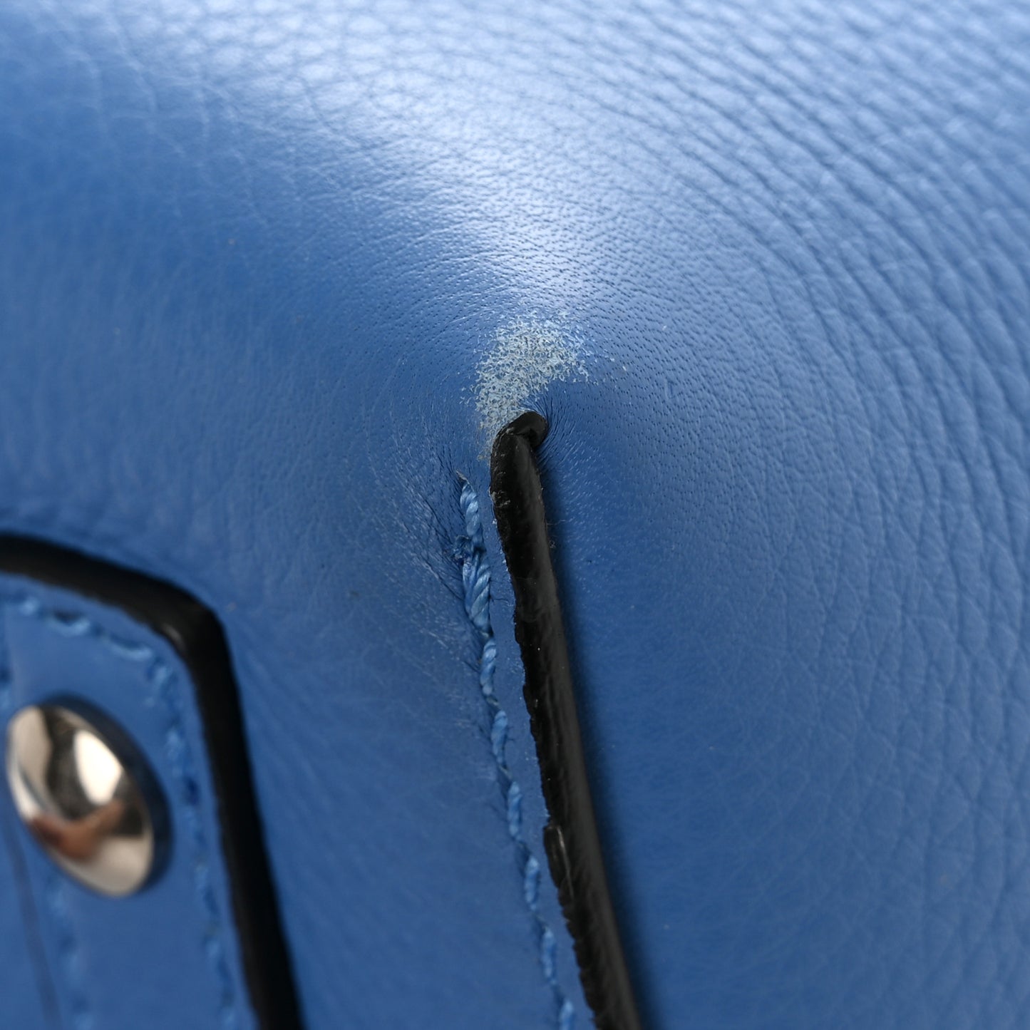 Grainy Calfskin Triple Stud Mini Belt Bag Blue White
