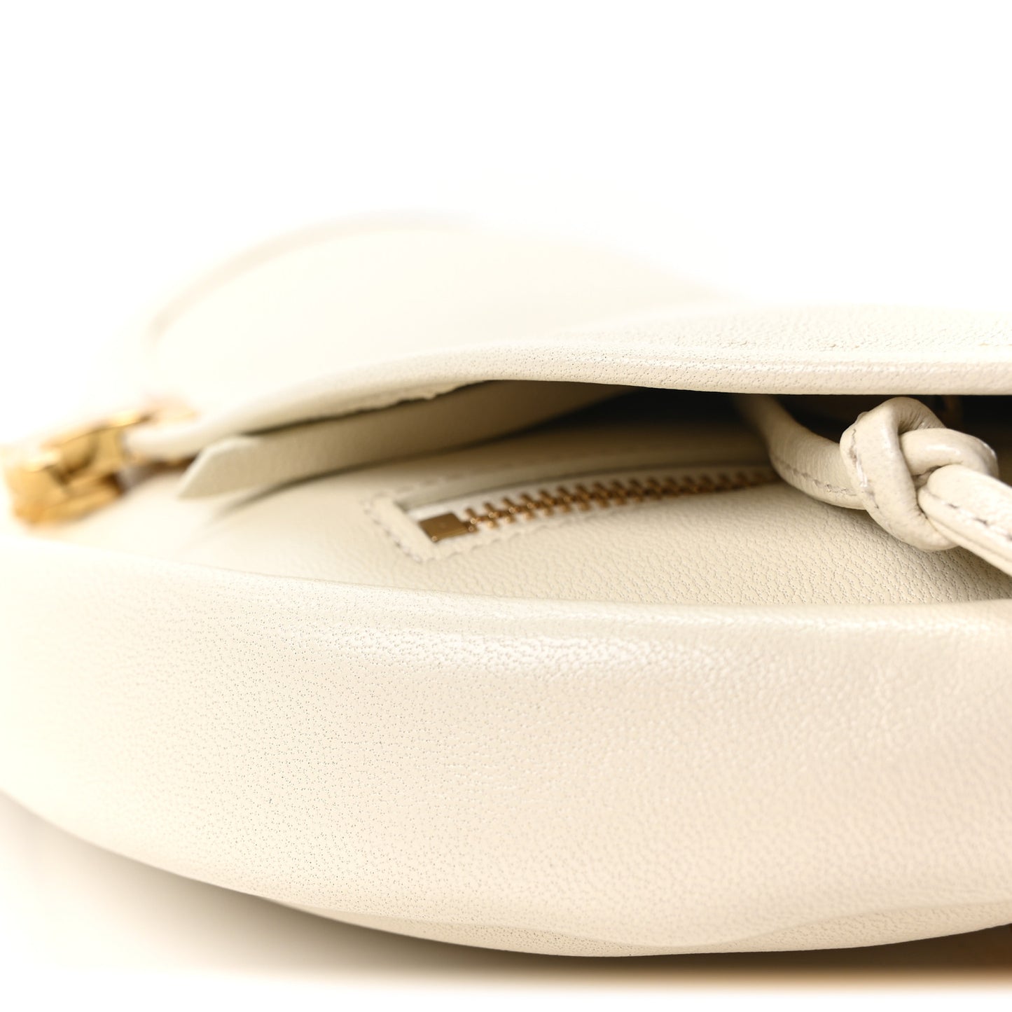 Shiny Lambskin Soft Triomphe Little Half Moon Bag Cotton