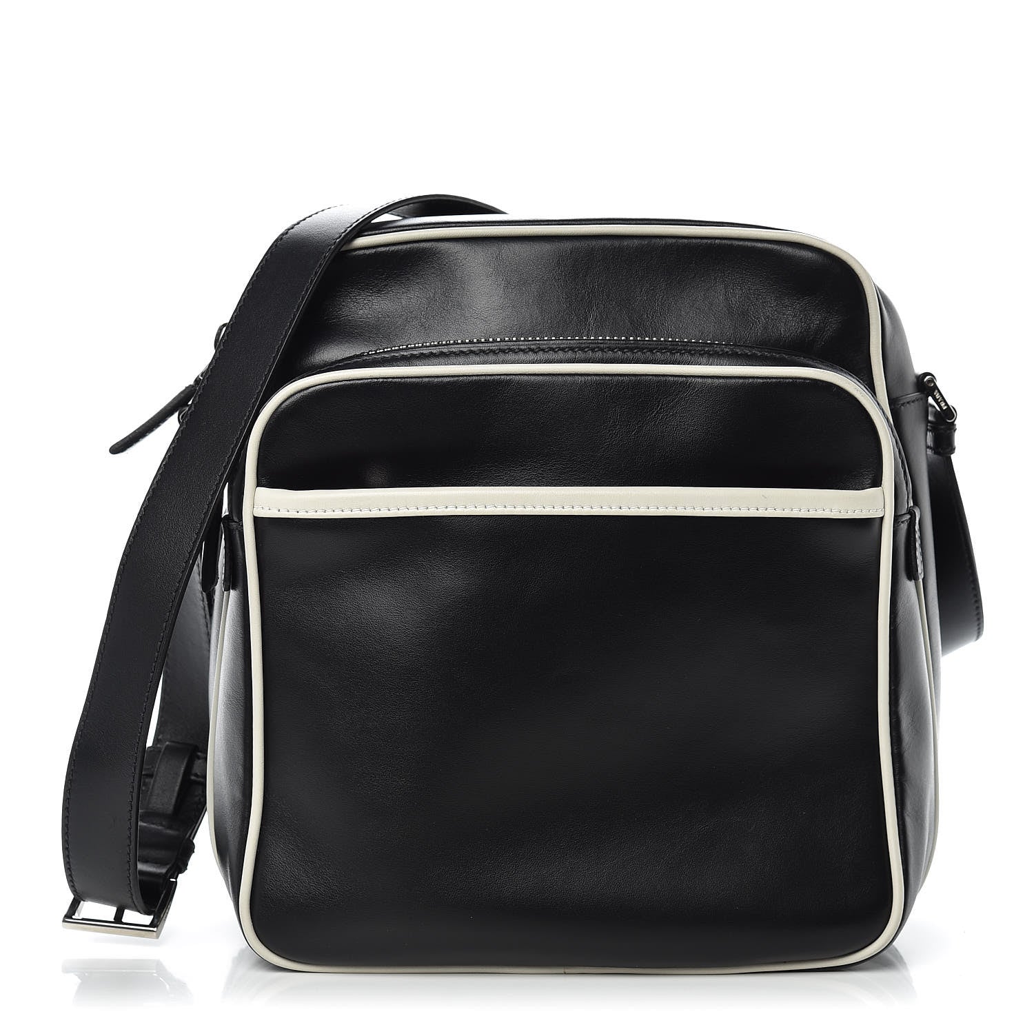 Prada Vitello Bi-Color Crossbody Black Talco 1 of 14