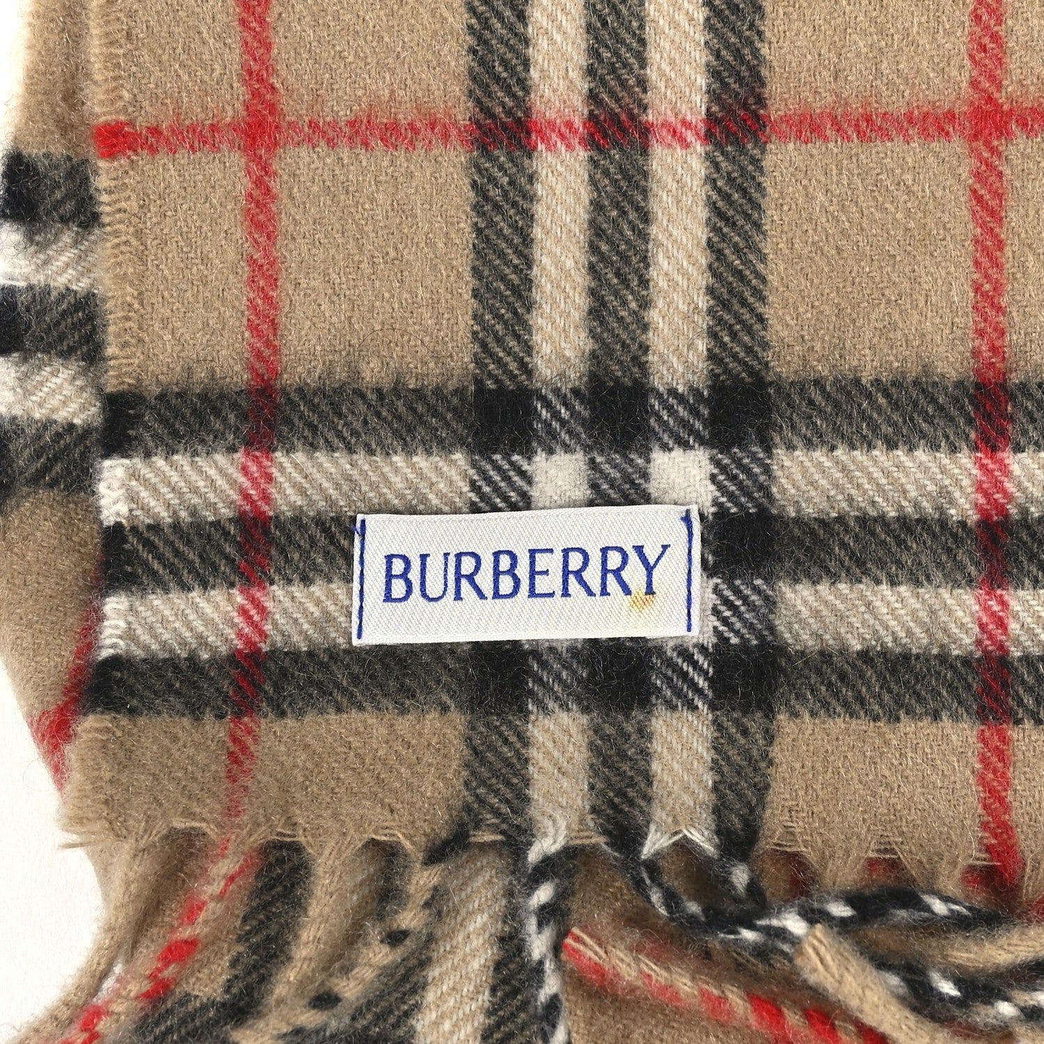 Burberry Cashmere Vintage Check Fringe Scarf Archive Beige 1817416