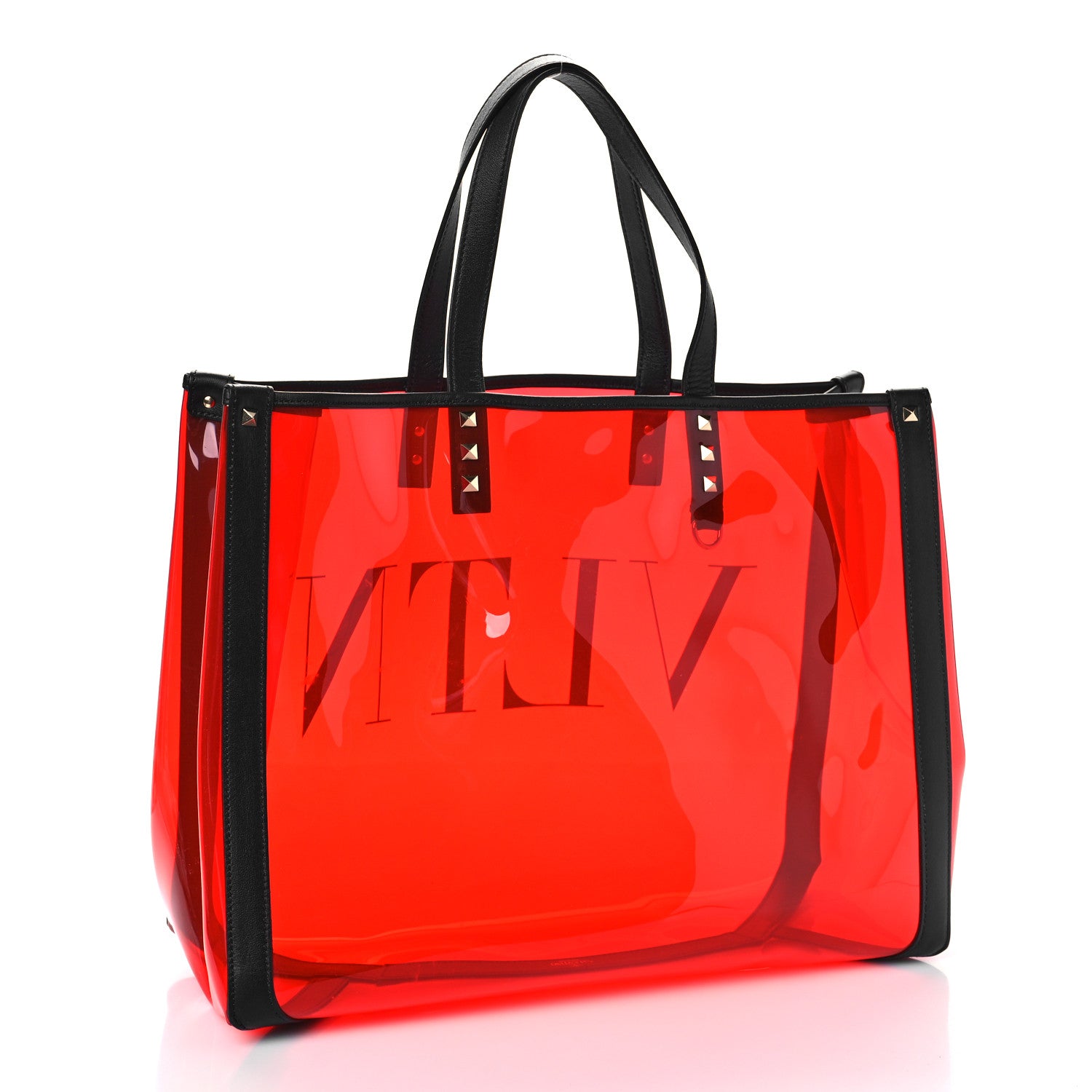 Valentino Garavani Plexy VLTN Small Shopping Bag Red Black 4 of 9