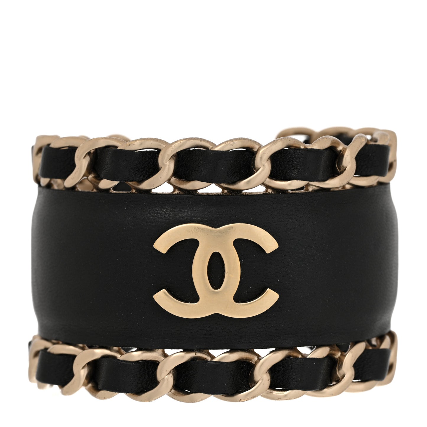 Lambskin Chain CC Cuff Black Gold
