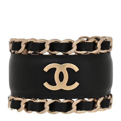 Chanel Lambskin Chain CC Cuff Black Gold 1 of 4