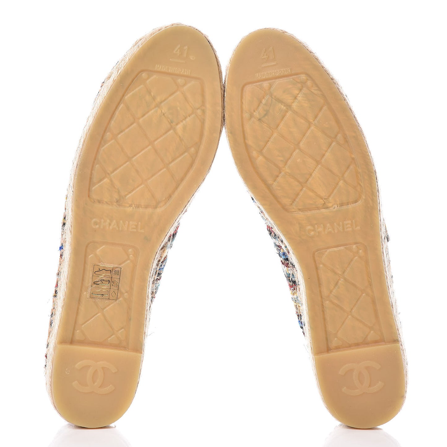 Tweed Grosgrain CC Espadrilles 41 Multicolor Black