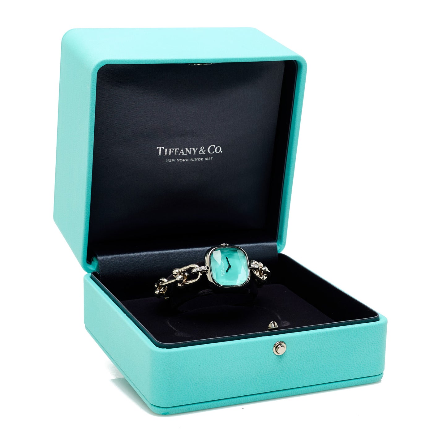 Sterling Silver Diamond 24mm HardWear Quartz Watch Tiffany Blue