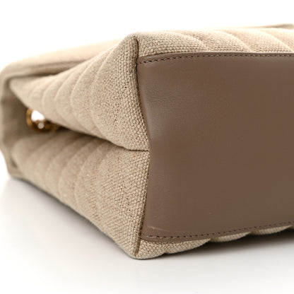 Saint Laurent Linen Y Quilted Monogram Medium Loulou Chain Satchel Natural Taupe 9 of 11