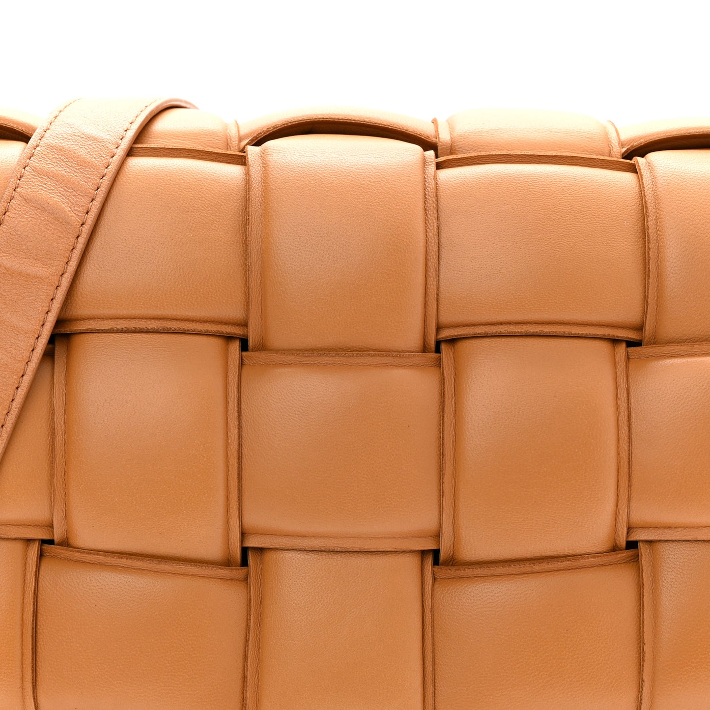Nappa Maxi Intrecciato Padded Cassette Crossbody Bag Caramel