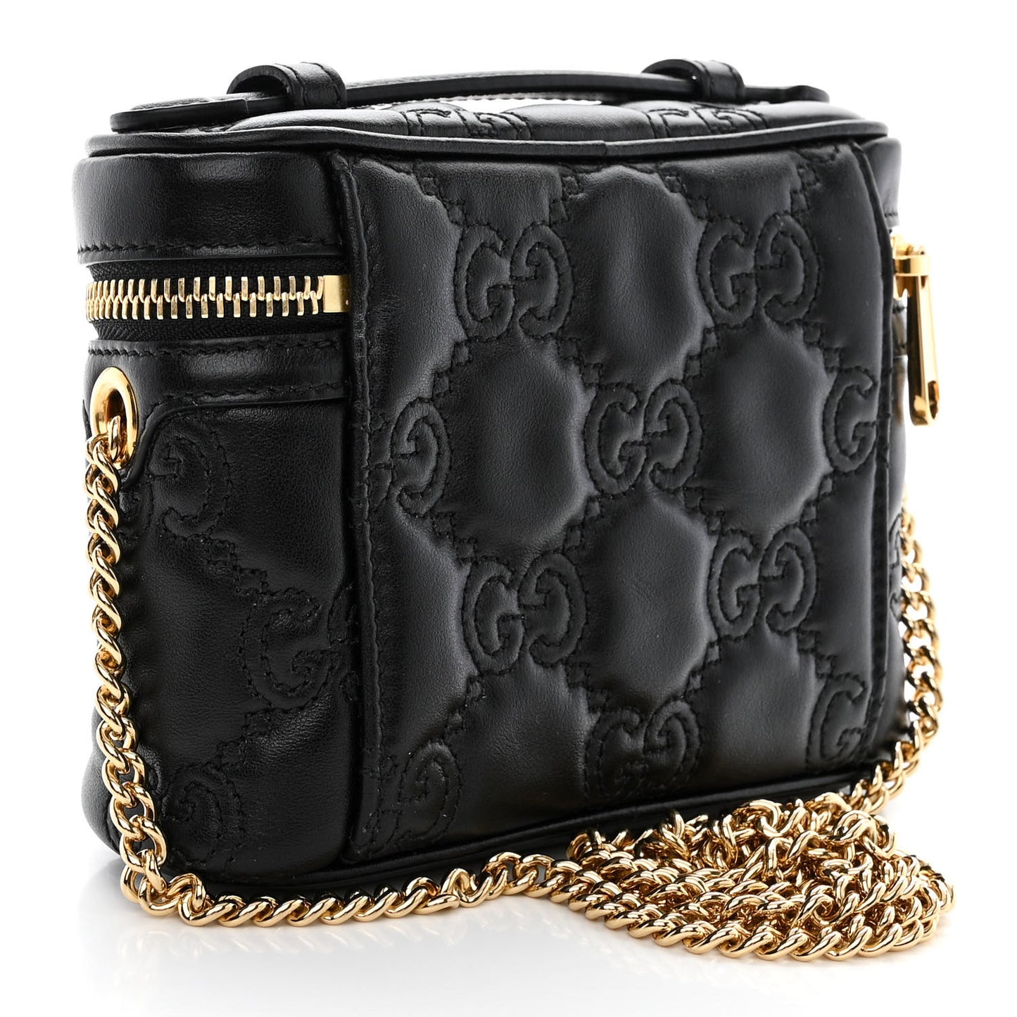 Calfskin GG Matelasse Mini Top Handle Bag Black