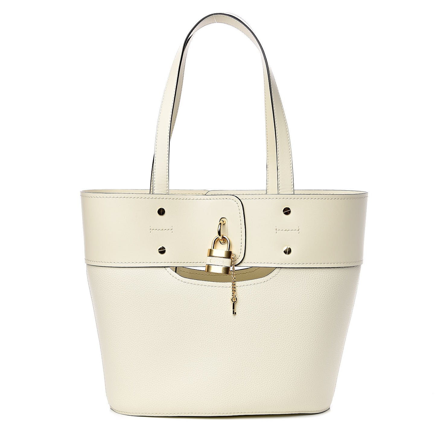 Smooth Grained Calfskin Small Aby Tote White