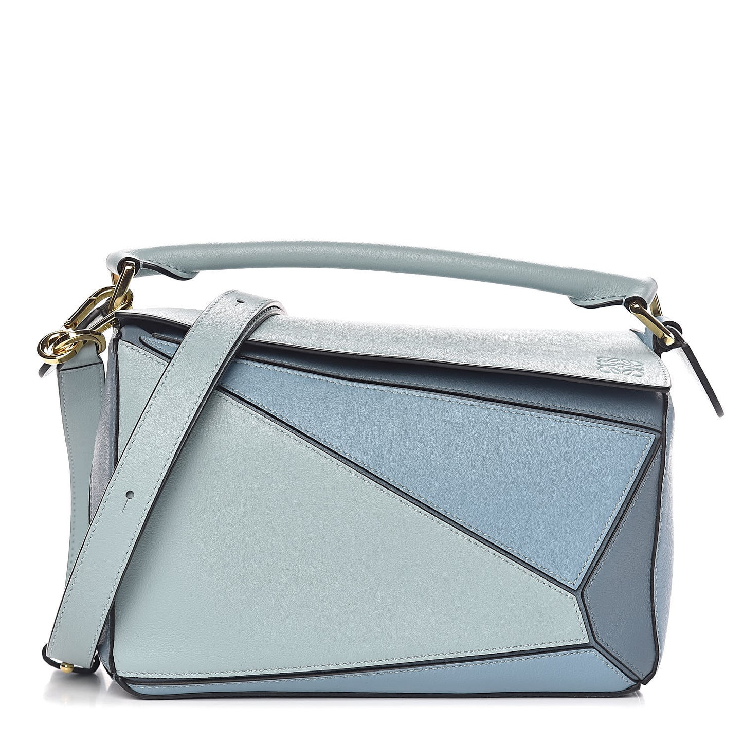 Calfskin Small Puzzle Bag Aqua Light Blue Stone Blue