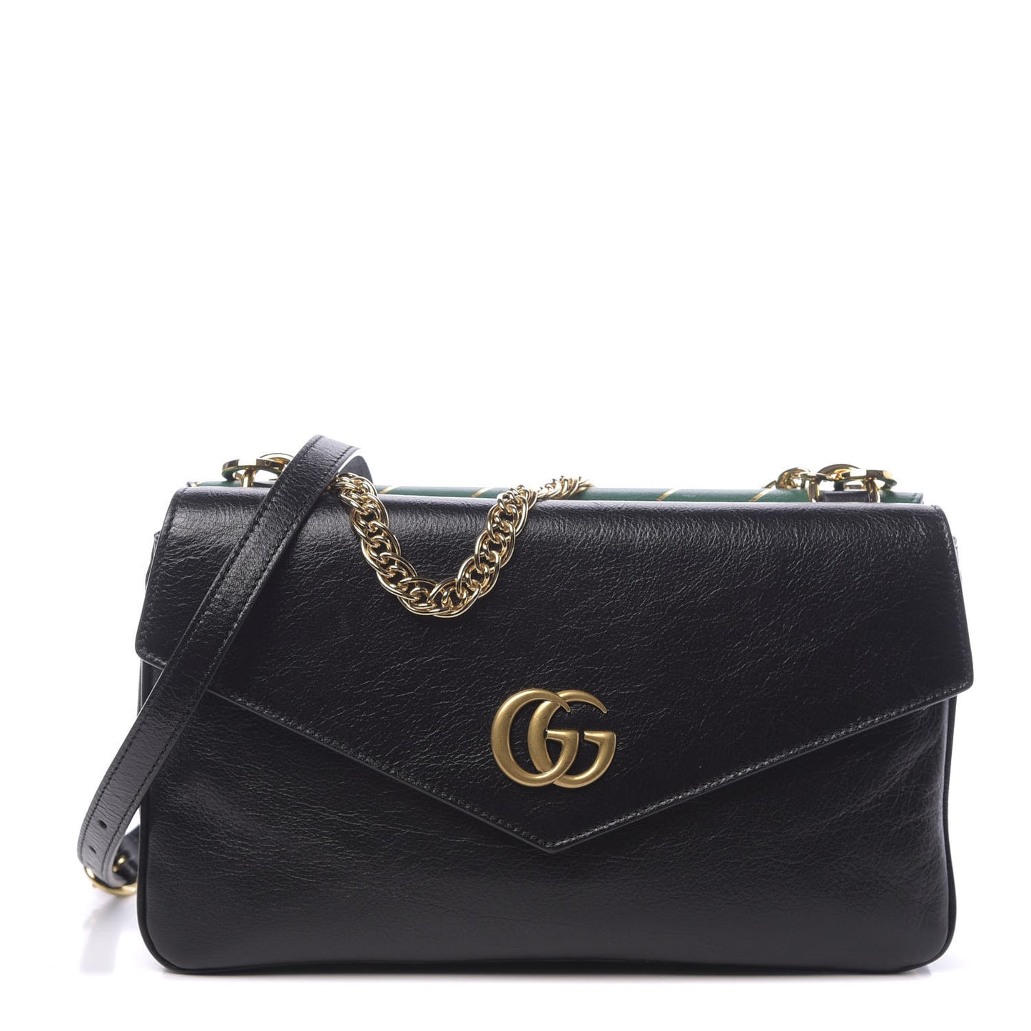 Calfskin Diagonal GG Medium Thiara Double Envelope Shoulder Bag Emerald Green Black